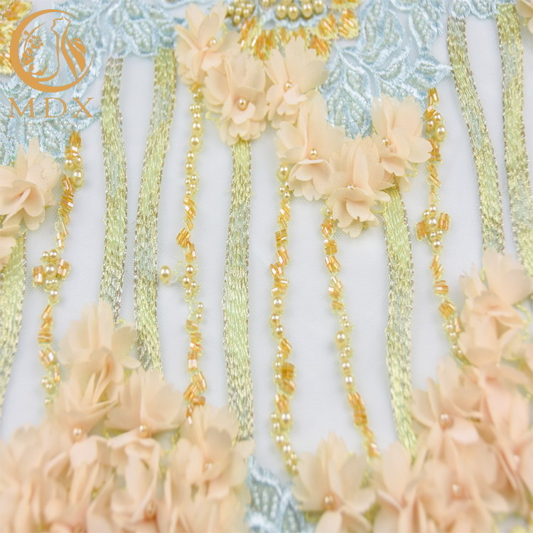 Distinctive 3D Floral Lace Handwork Decoration Lace Fabric For Dress