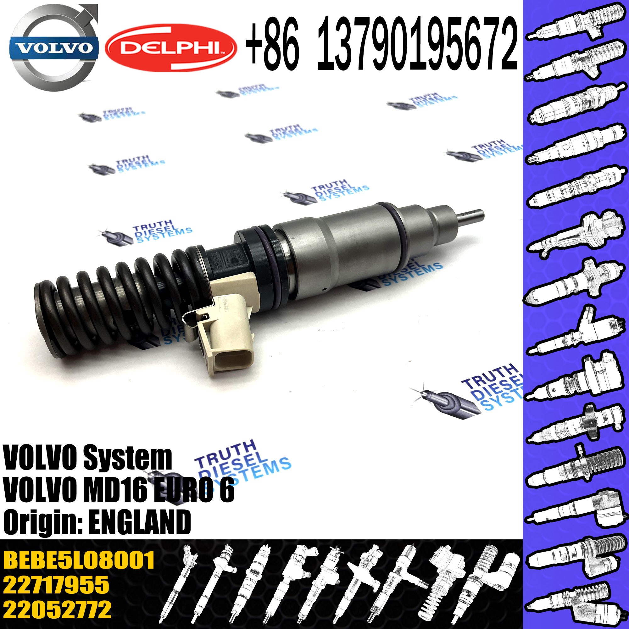 Diesel Engine Fuel Injector BEBE5L08101 BEBE5L08001 22717955 VOE22717955 22052772 For VOL MD16 Euro 6