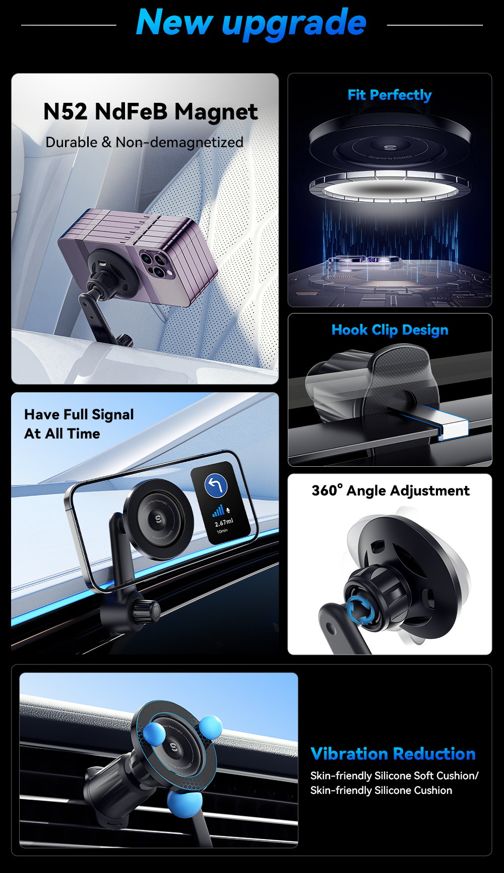 ESSAGER ES-ZJ27 Series Magnetic Safe Car Air Vent Phone Holder