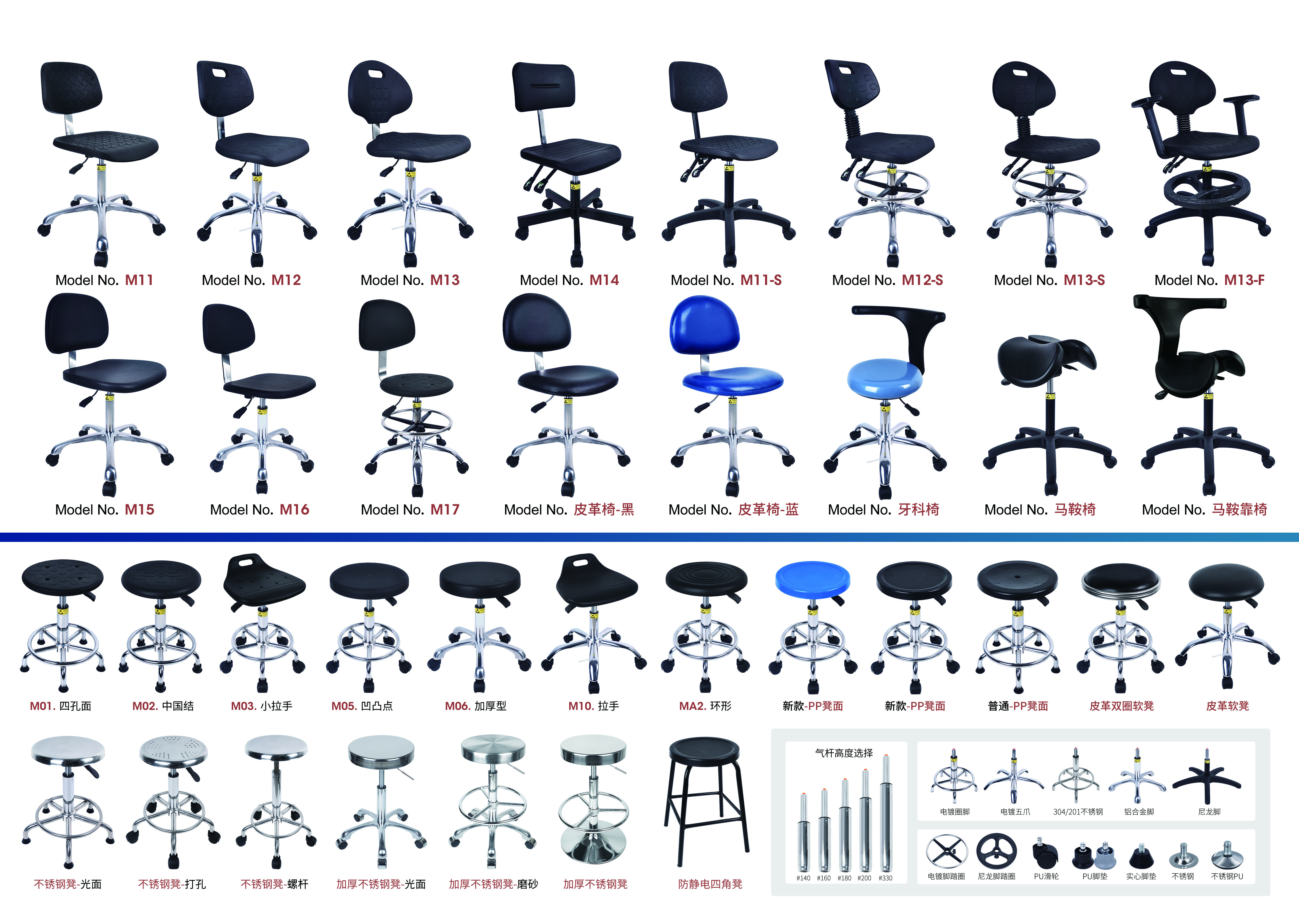 Adjustable PU Lab Antistatic Chairs For School Office And Workshop Production Line Polyurethane Foam Chairs