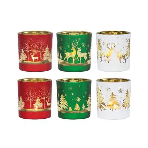 China Customized Frosted Glass Candle Holder For Christmas wholesale