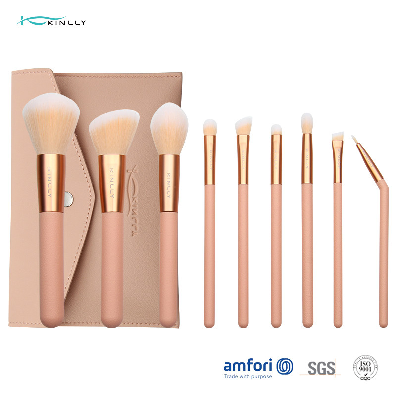 9pcs Plastic Handle Orange Makeup Brush Set With Poly Bag