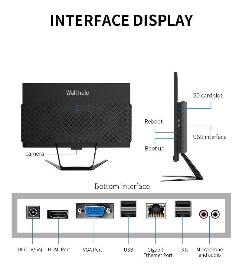 LCD Screen 23.8inch Touch Screen AIO PC WIFI 2.5GHz