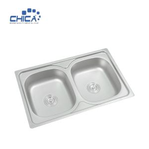 China Stainless Steel Size Hot Sale SUS304 Kitchen Sink Double Bowl Kitchen Sink For House wholesale