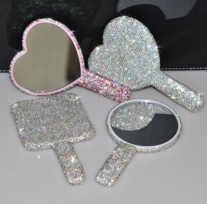China Rhinestone Heart Travel Portable Vanity Mirror Makeup Light Up For Makeup wholesale