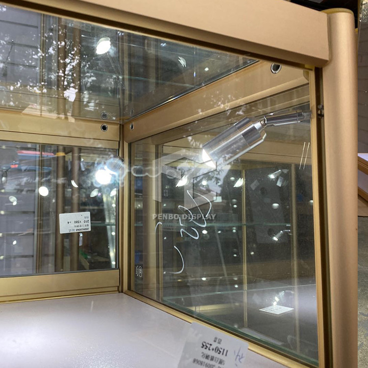 T4 LED Lockable Glass Showcase Cabinet 1200*400mm Aluminum Frame