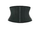 Black 7 Inches 25 Boned Latex Short Torso Waist Trainer With Hooks