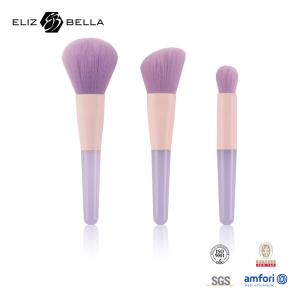 China 3pcs Travel Makeup Brush Set Transparent Plastic Handle Aluminum Ferrule wholesale