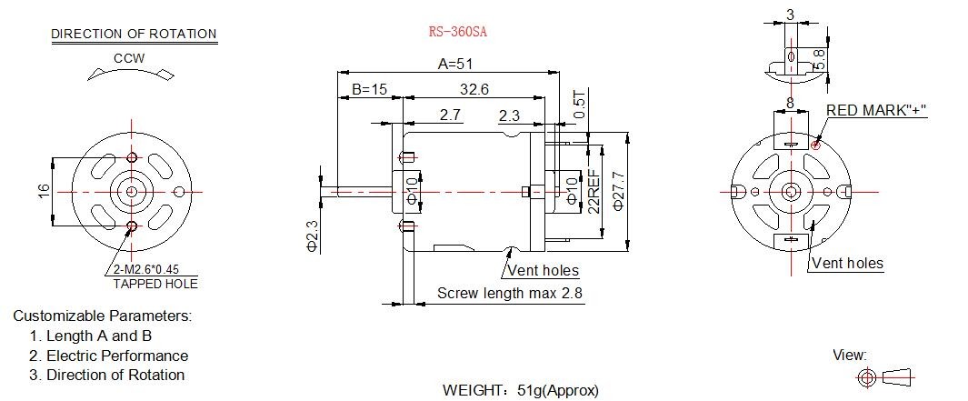 27.7mm Household Electric Motors 12v 24v RS 360 380 390 Micro DC Motor