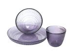 Hand Made Embossed Solid Purple 19CM Glass plate Bowl For Salad