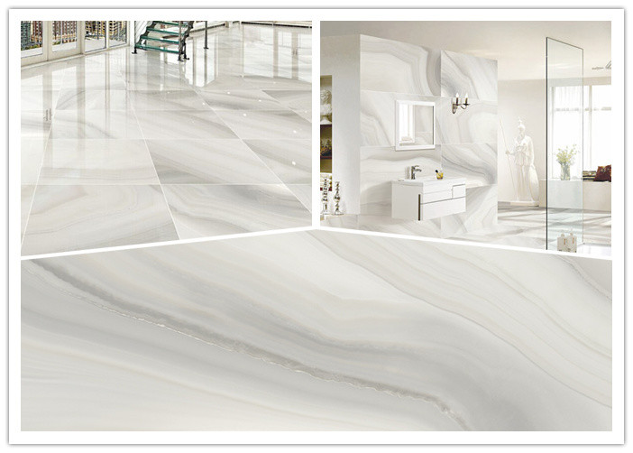 600x1200cm Size Agate Beige Color Home Floor Polished Porcelain Tiles 12mm Thickness