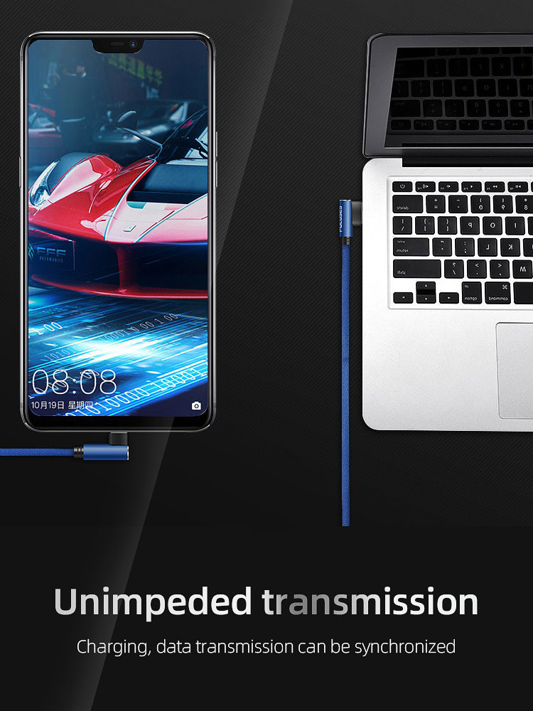 1m USB 2.0 Type C Cable Curve Port 90 Degree USB C Cable