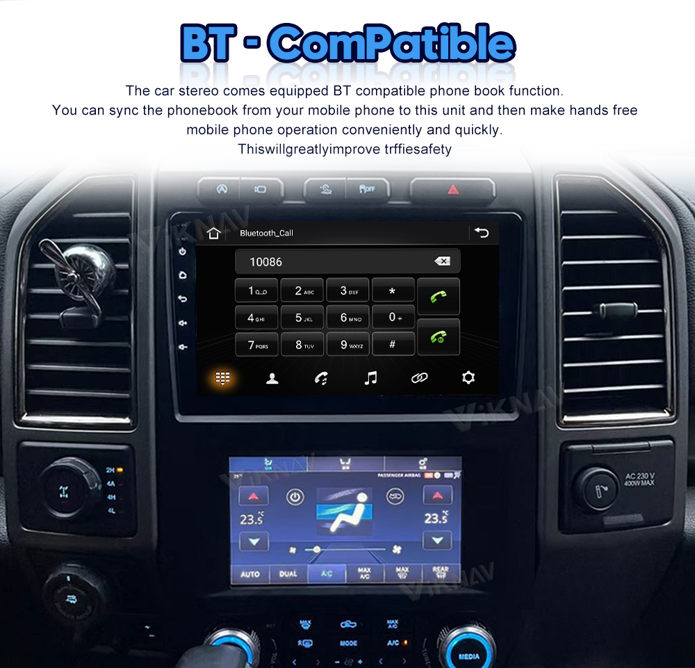 LCD Multimedia Ford Android Radio With AC Screen Car Climate Control Year 2015-2021