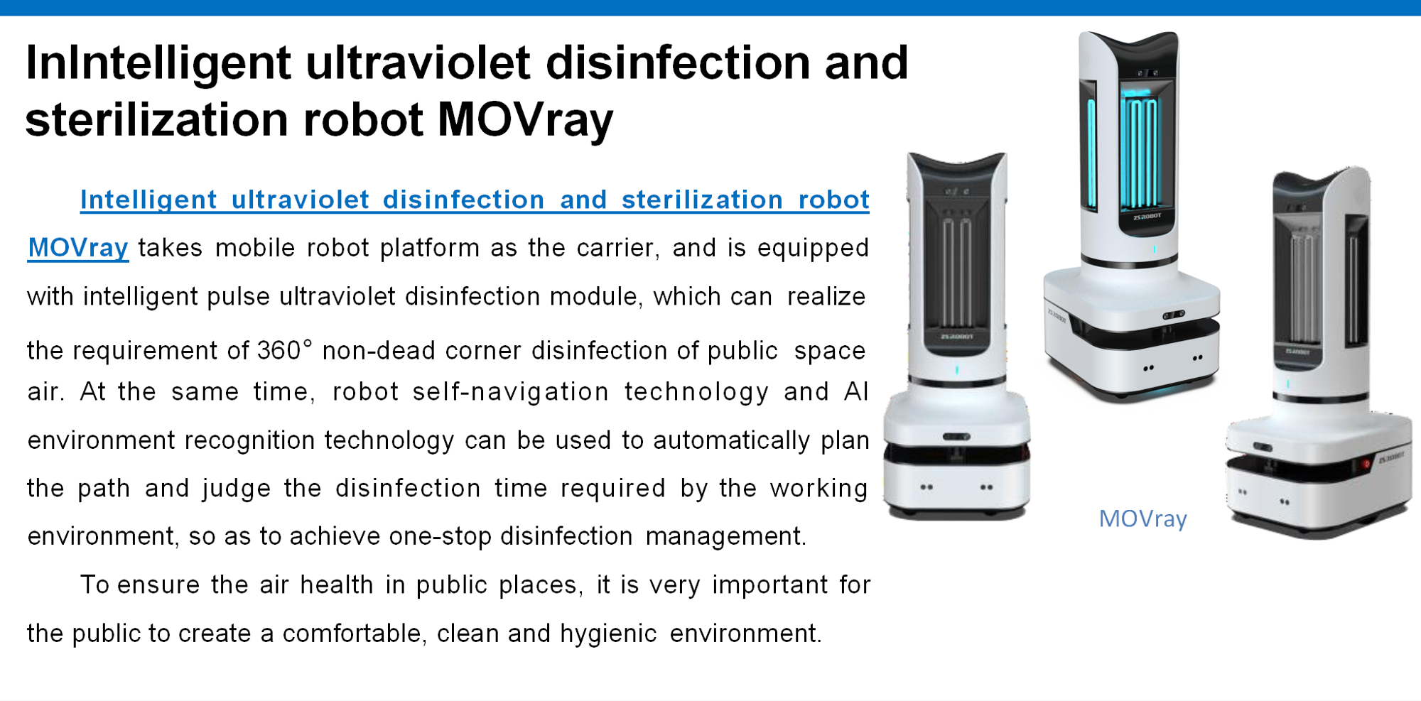 200W Polyurethane Ultraviolet Medical Robotics Usb Disinfection Robot 250r/Min