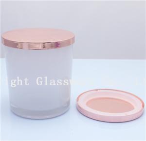 China perfect white glass candle holder with rose gold lid wholesale