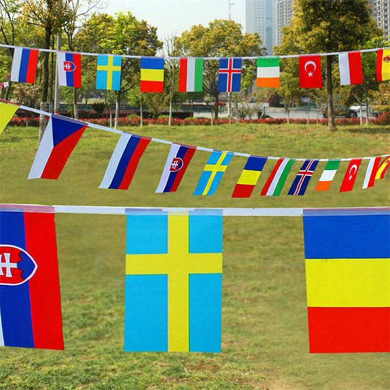 68D / 100D Polyester String Flag 10x15cm Custom Size International String Flags