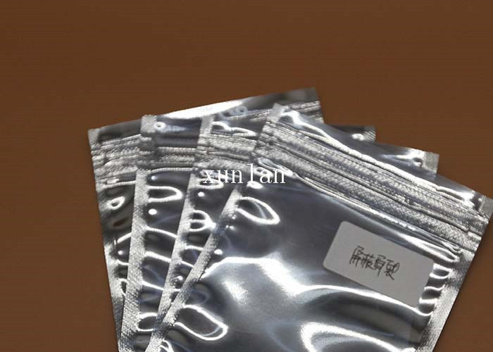 Shiny Silver Anti Static Poly Bags , Static Dissipative Bag With Zipper