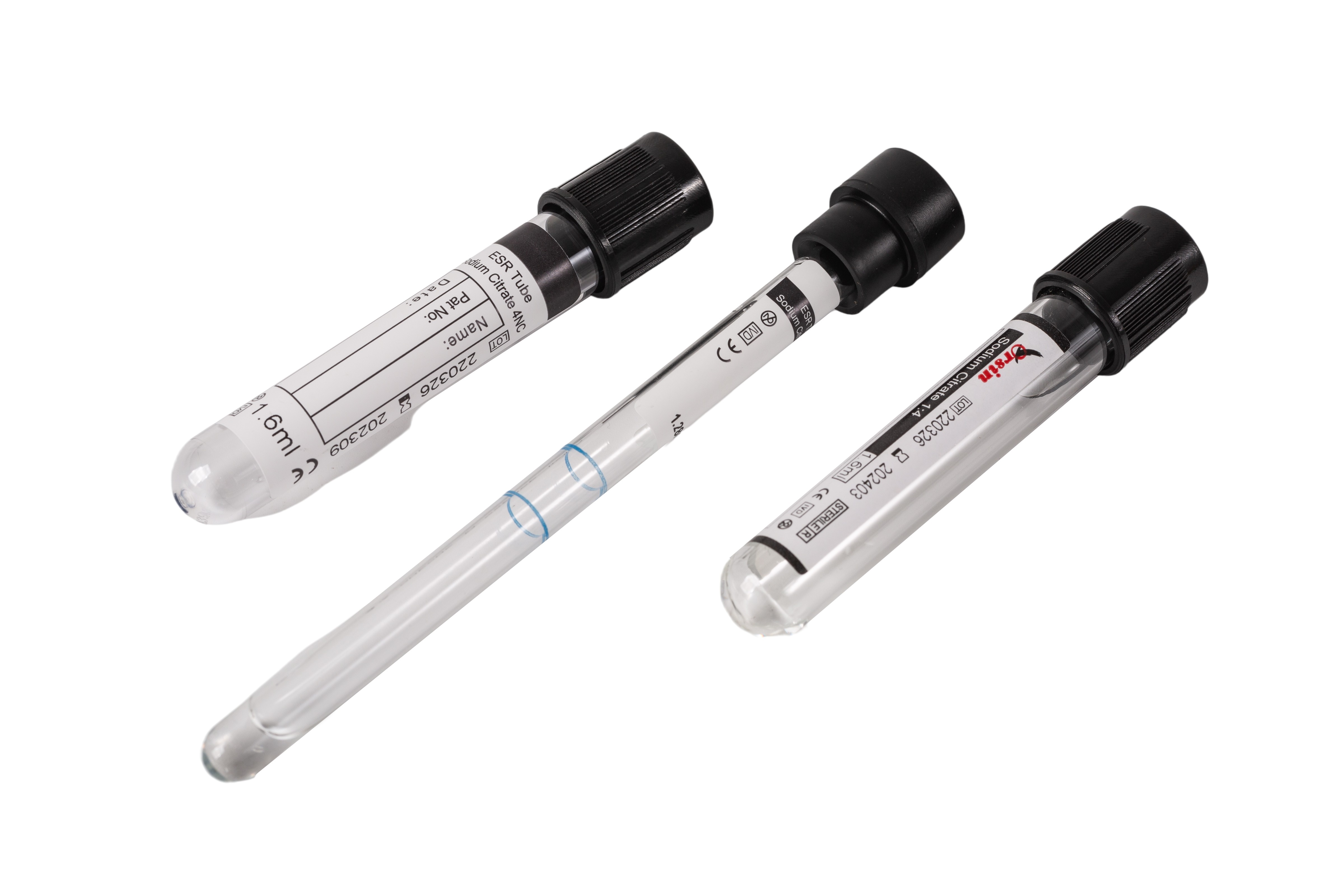 ESR , Sodium Citrate (1:4) 0.129 mol/L Sodium Citrate  Glass PET Plastic Black 1-10ml Anticoagulant Erythrocyte sedimentation rate