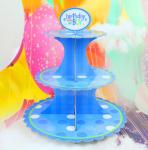 Party Children's Birthday Decoration Paper Blue Petal Folding Cake Stand Three