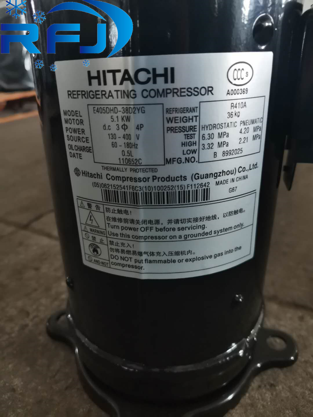 Fixed Speed Hitachi Scroll Compressor Copper Material 603DH-95C2 With R22
