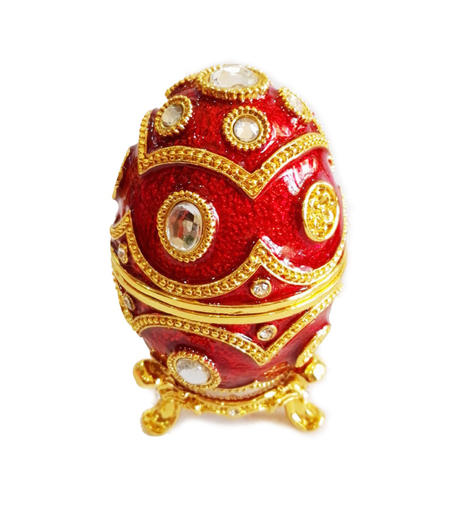 Handmade Enamel Faberge Easter Egg Jewelry box Luxury Blue Faberge Easter Egg Russian Royal Case Jewellery Box Holder