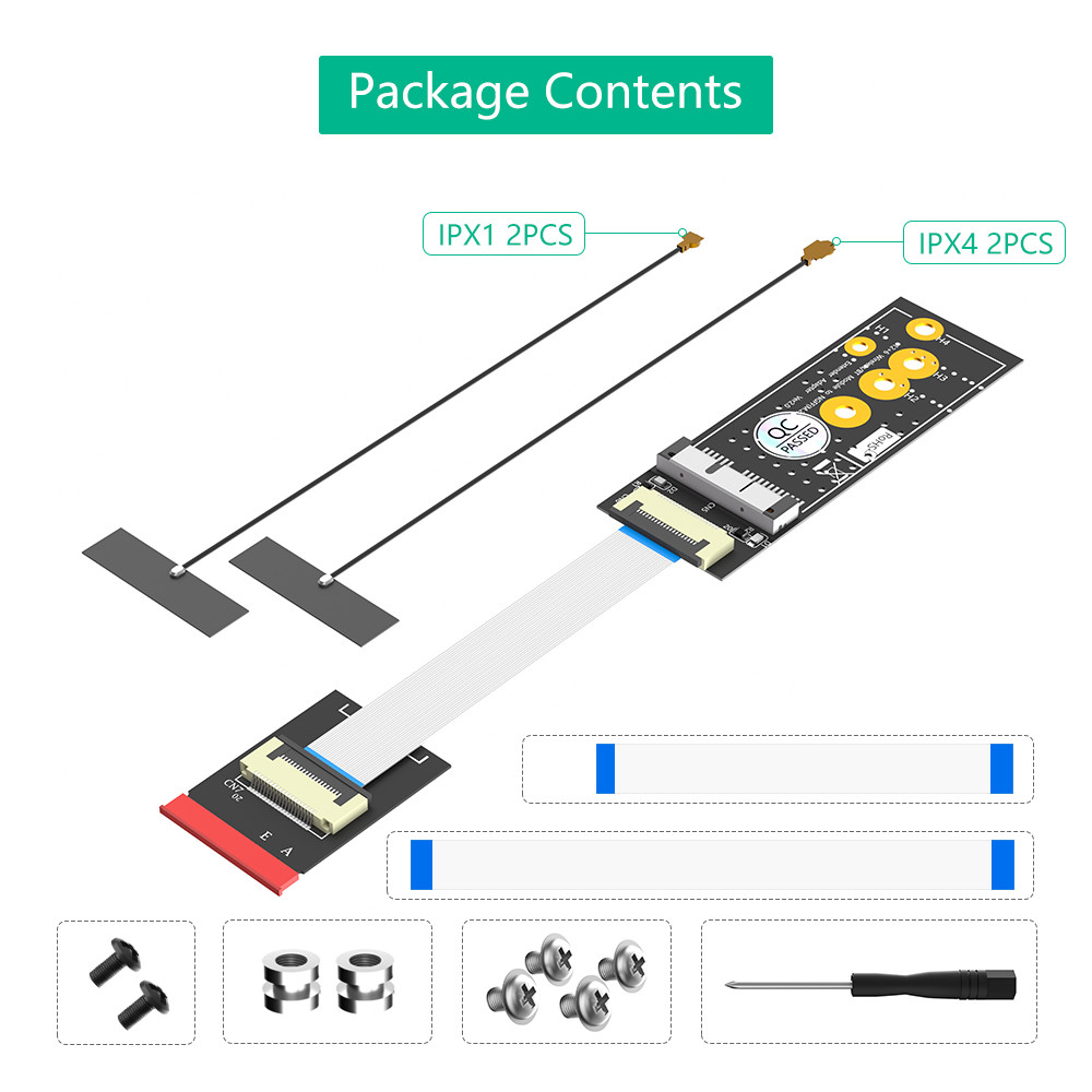 BCM94360CD/BCM94360CS2/BCM943224PCIEBT2 Card To M.2 Key A/E Cable For Mac OS and and Hackintosh
