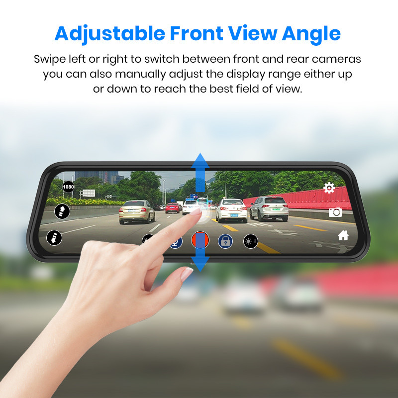 10Inch IPS 2.5D 4K GPS Dash Cam Dash And Reverse Camera Touch Screen