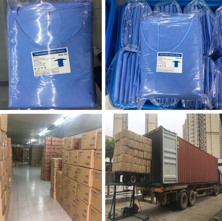 Dust Proof Non Woven Sms Non Woven Isolation Gown with Waistband