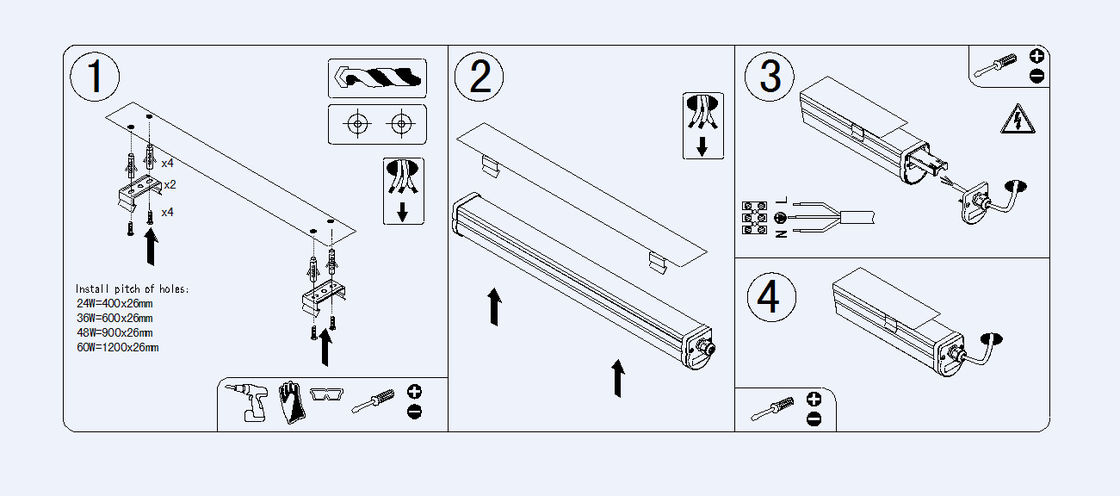 IP65 2ft LED batten light fitting SMD2835,high transmitting,eco-saving