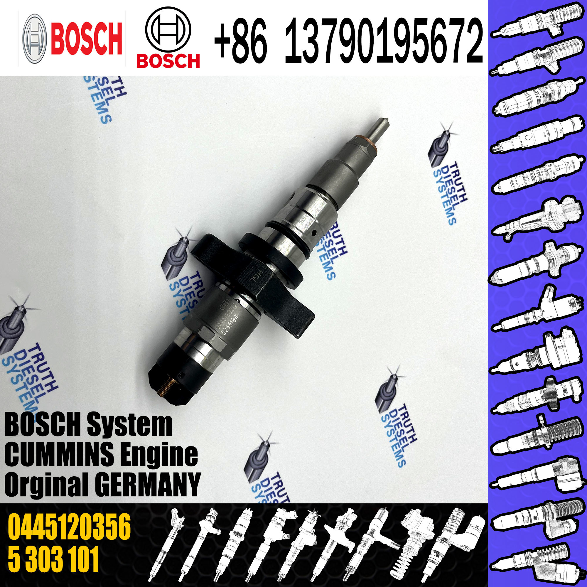 Excavator parts common rail fuel injector 5303101 0445120356 for cummins engine QSC8.3 QSB6.7 injector