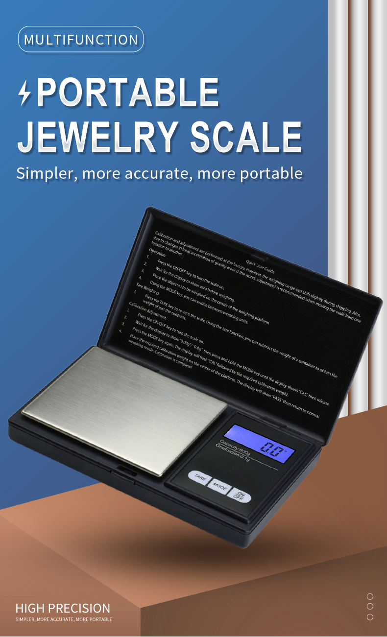 High Precision ABS Stainless Steel Pocket Scale 0.01g Accuracy Mini Digital Jewelry Scale Scale size 7.6*12.8*2 cm