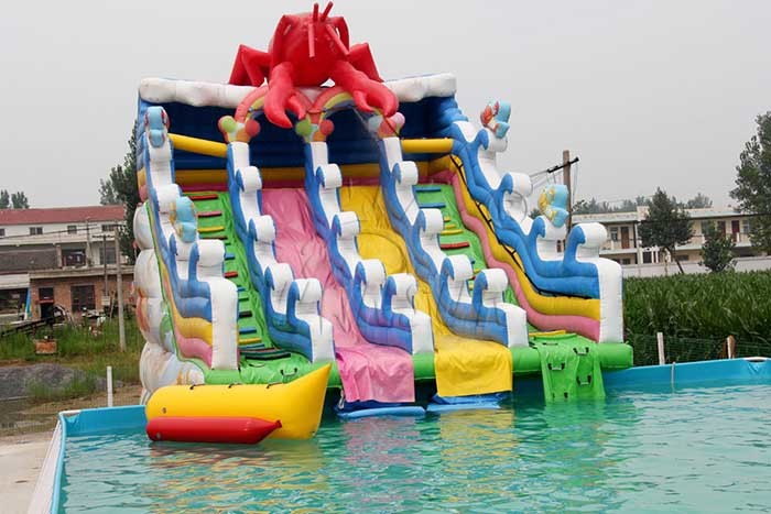 Lobster Inflatable Water Park Pool Slide For Adults / Children 9x6x8.2m