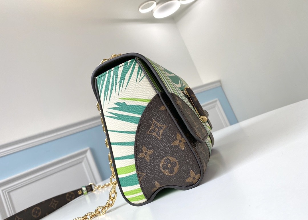 M5028Silk-Screen Luxury Chain Bag Genunie Leather And Carvas Luxury Chain Bag Rippel Bottom Cross-Body Bag