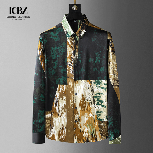 Nonwoven Male Slim Long-Sleeved Casual Men's Autumn Fashion Shirts Logo Customization