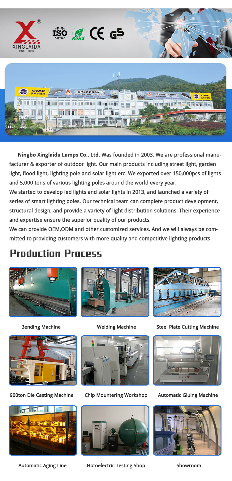 130lm/w Luminous Efficacy Waterproof Decorative Street Lamp Pole for Outdoor Lighting