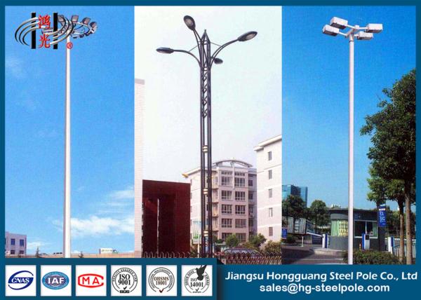 Outdoor HDG Round Decorative Street Light Pole Powder Coated High Mast Light