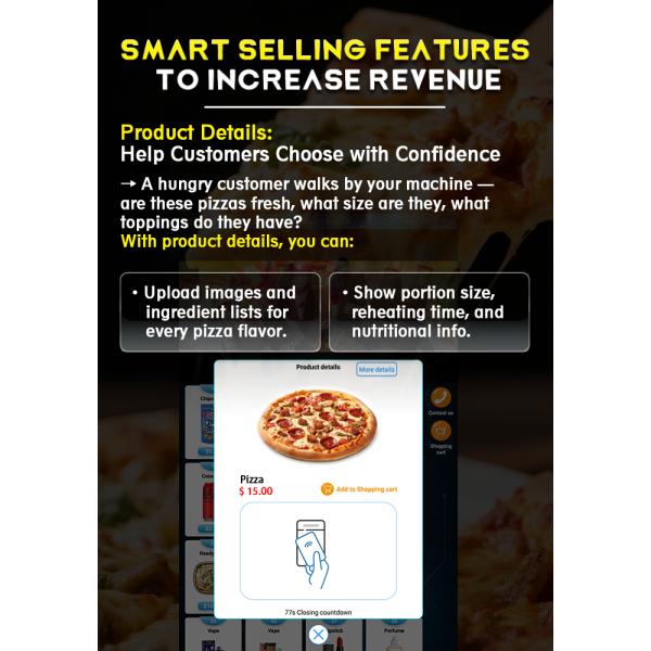 Self-service Combo Pizza Vending Machine Sell Store Serve Hot Pizza 24/7