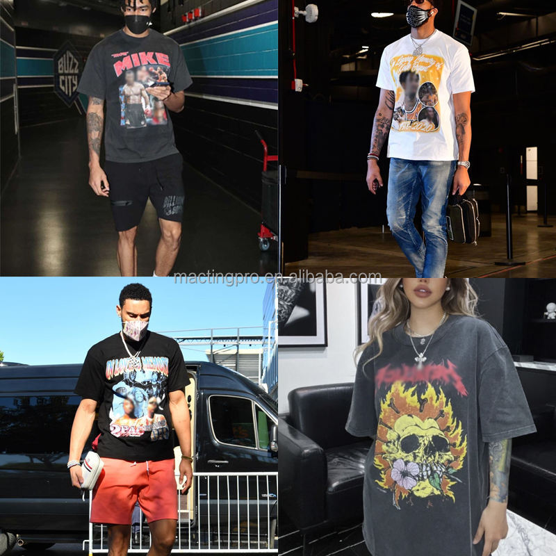 Acid Washed Design Vintage 200 Gsm Cotton T Shirts for Unisex in Oversized Boxy Fit