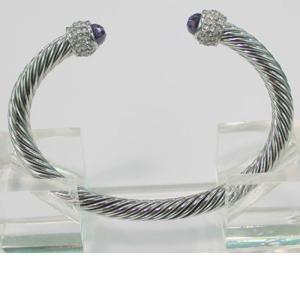 China (B-18) Silver Cable Classics Bracelet with Amethyst and Crystal wholesale