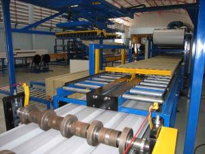 China Laminating Roll Forming Rock Wool Sandwich Panel Line wholesale