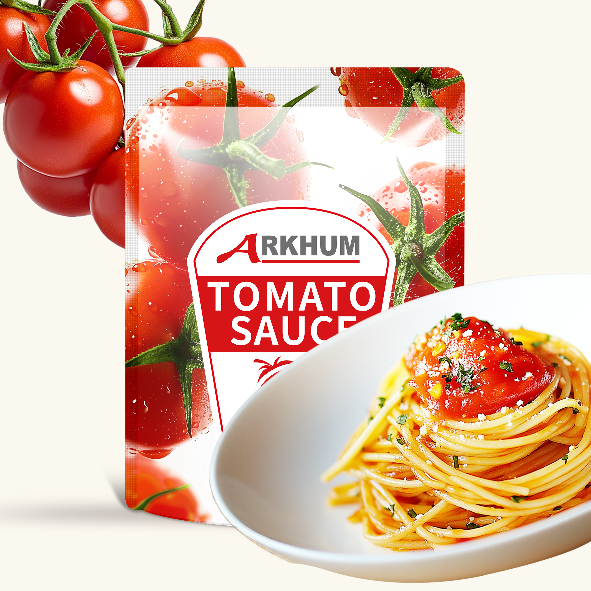 Family-Size Garlic Storage Tomato Sauce - Red Glass Bottle