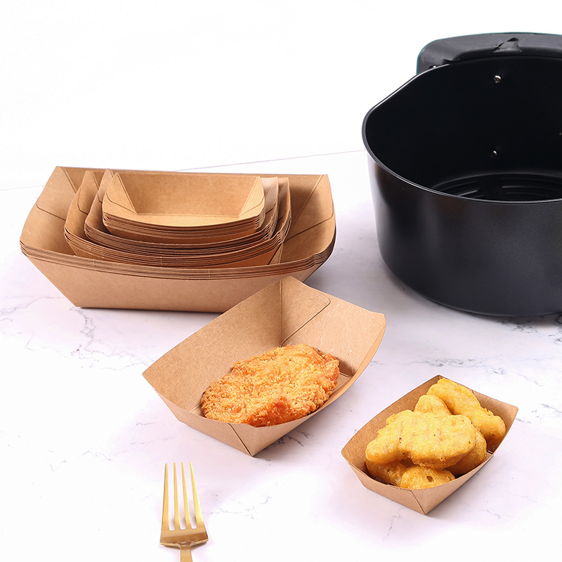 Eco-friendly Square Food Tray for Biodegradable Takeaway Sushi Sandwich Kraft Paper Box