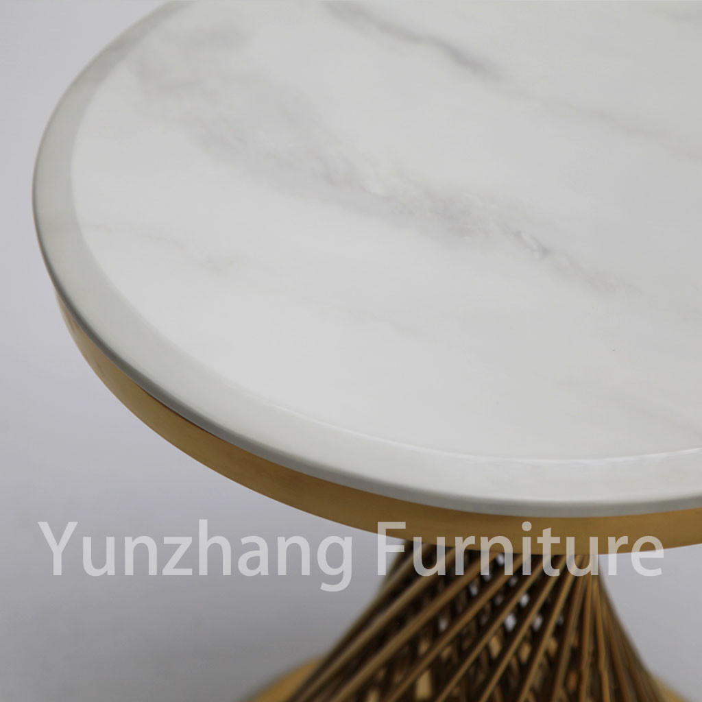 Revolving Round Side Table End Table Living Room Set With Metal Base
