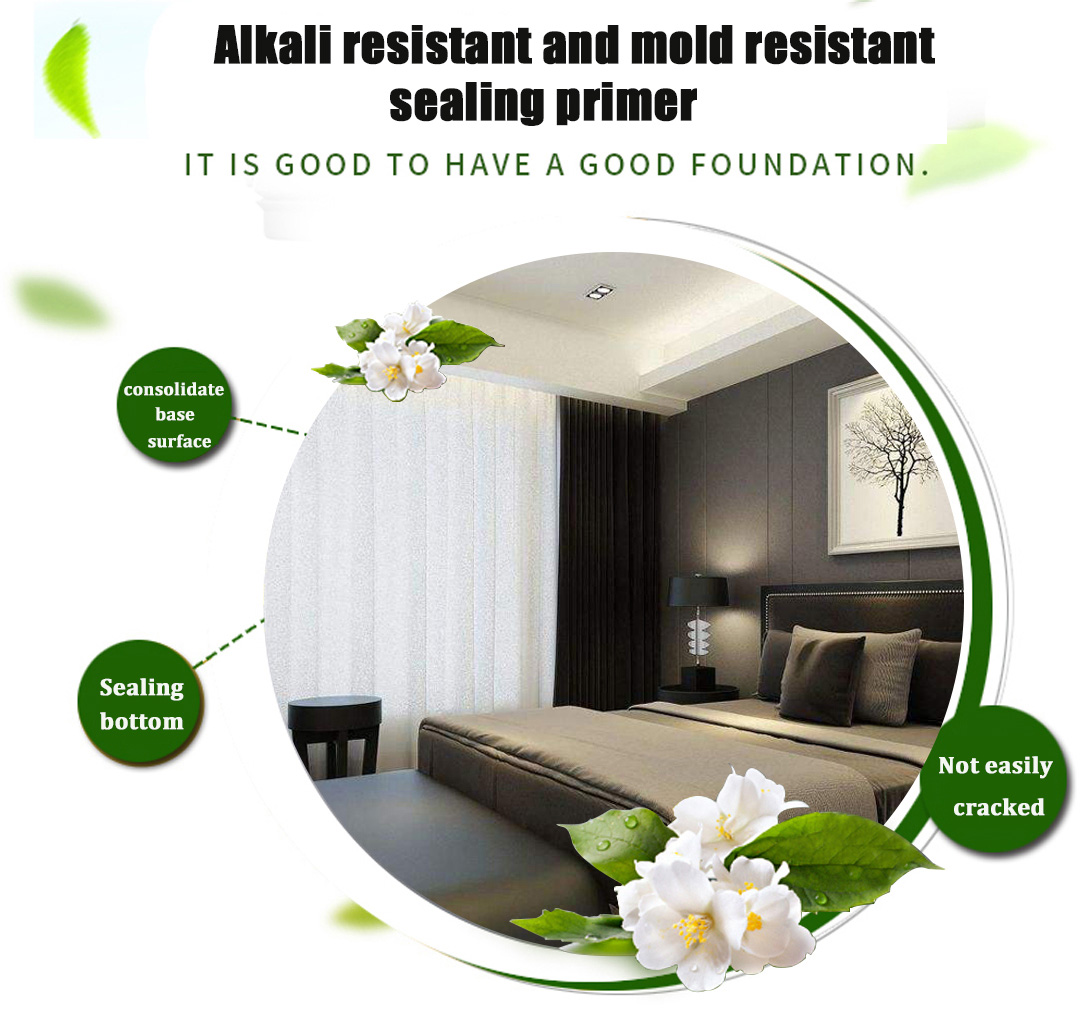 Interior Wall Decorative Paint Primer Mildew Resistant Roller Application Color White