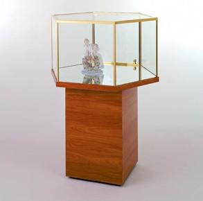 China Custom Made Glass Showcase Cabinet Hexagonal Retail Jewelry Display Cases wholesale