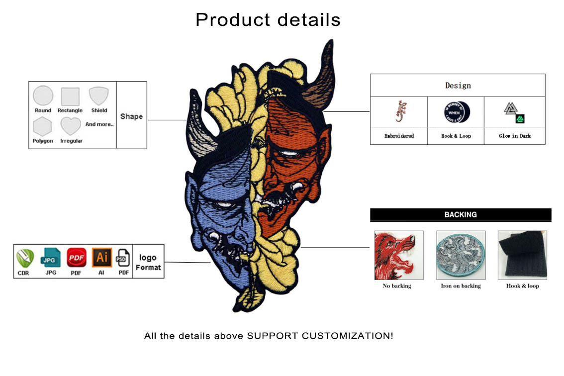 Lion Dog 3D 10cm Custom Embroider Patch Die Cut Border For Jackets