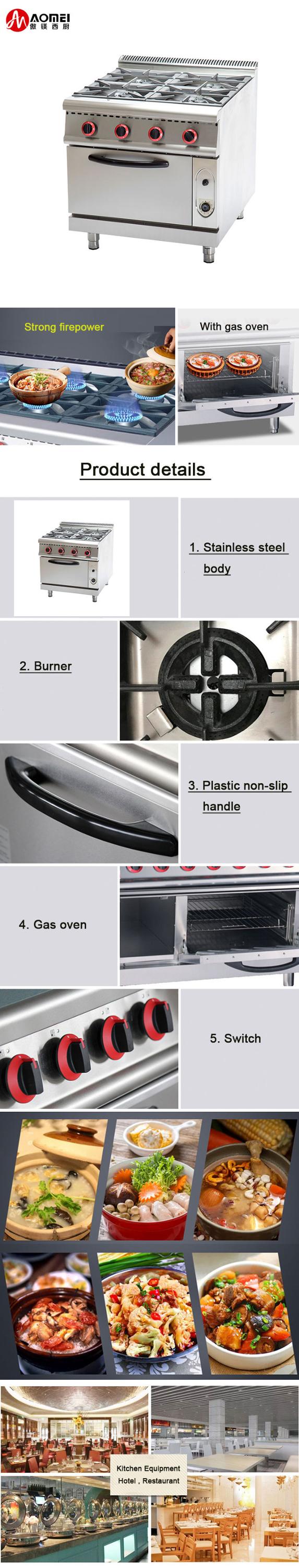 Portable Gas Range Cooker with 4 Burner Stove and Multifunctional Stainless Steel Oven