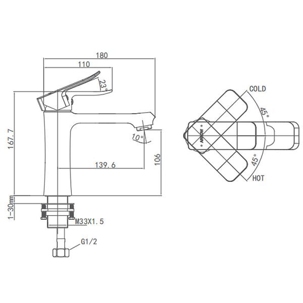 Basin Mixer Washroom Hot Cold Chromed Plated Single Hole Bathroom Basin Mixer Taps Tap Faucet