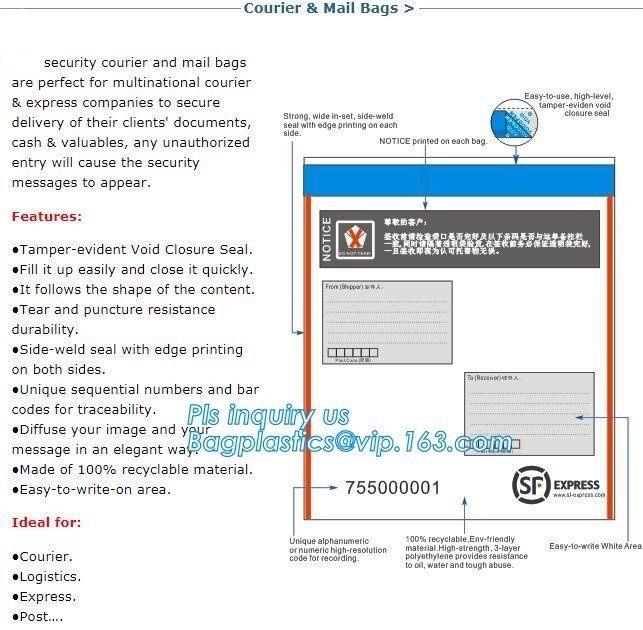 security deposit bags bank deposit bags cash deposit bags, general bank plastic deposit bags supply, Coin and Bank Note