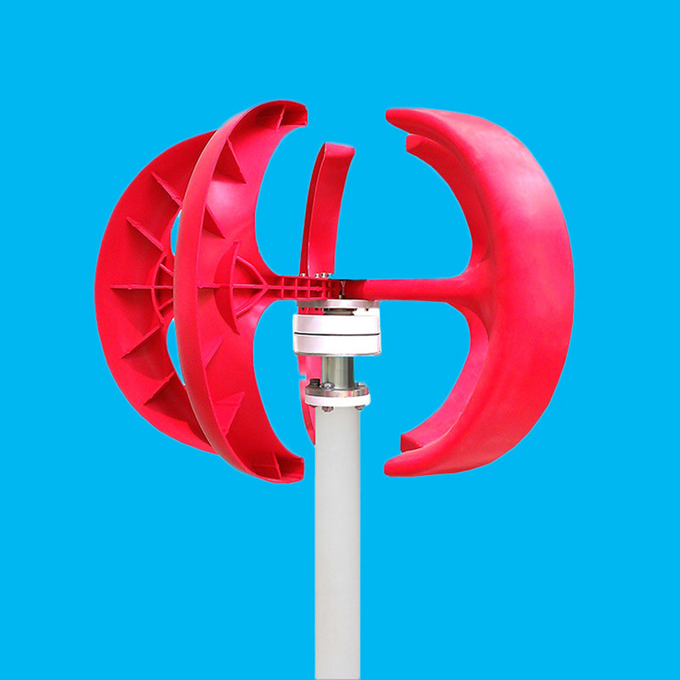 Roof Installation Red Lantern Wind Turbine 100W 24V Curved Blade Design
